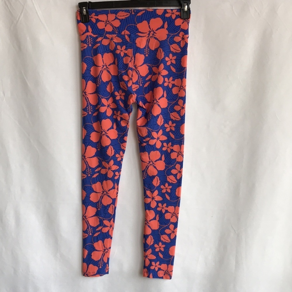 LuLaRoe orange/blue/black floral leggings, S/M - Picture 5 of 8